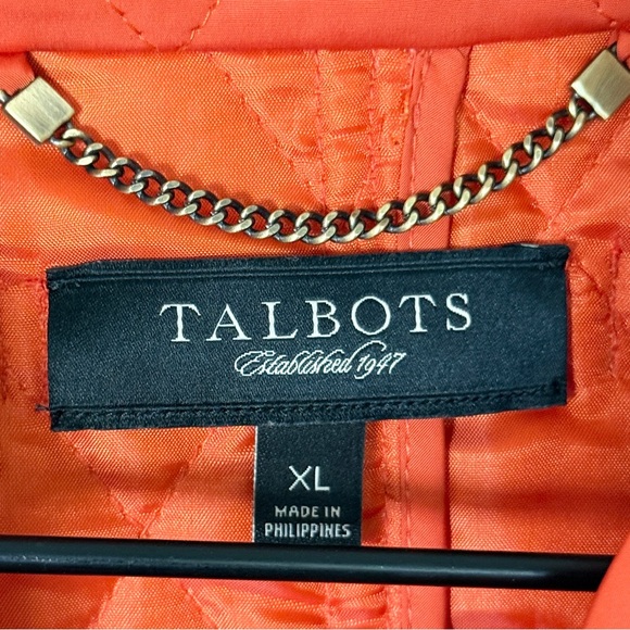 NEW Talbots Women’s Quilted Jacket Long Sleeves Button Front Orange Size XL - Picture 5 of 8